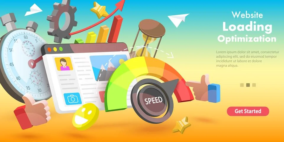3D Isometric Flat Vector Conceptual Illustration of Website Loading Optimization イラスト素材