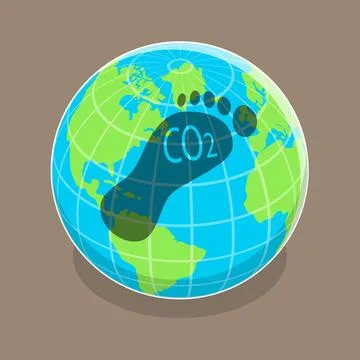 3D Isometric Flat Vector Conceptual Illustration of Carbon Footprint. Stock Illustration