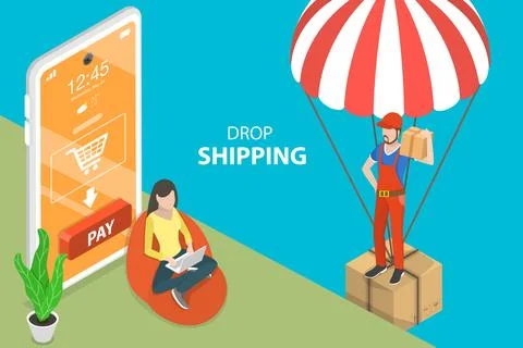 3D Isometric Flat Vector Conceptual Illustration of Dropshipping. Stock Illustration