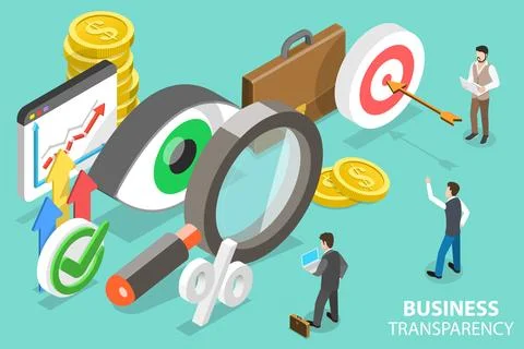 3D Isometric Flat Vector Conceptual Illustration of Business Transparency. Stock Illustration