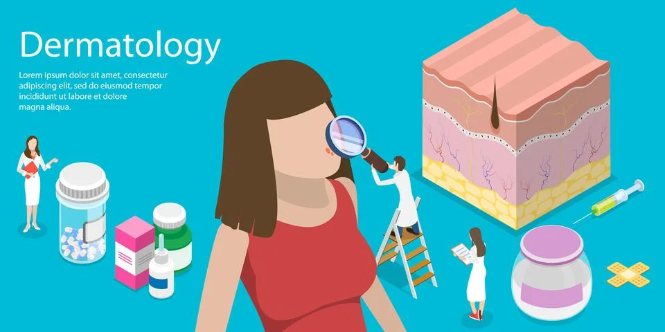 3D Isometric Flat Vector Conceptual Illustration of Dermatology. Stock Illustration