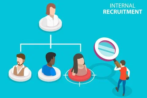 3D Isometric Flat Vector Conceptual Illustration of Internal Recruitment. Stock Illustration