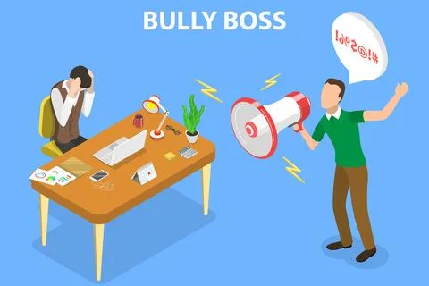 3D Isometric Flat Vector Conceptual Illustration of Bully Boss. Stock Illustration