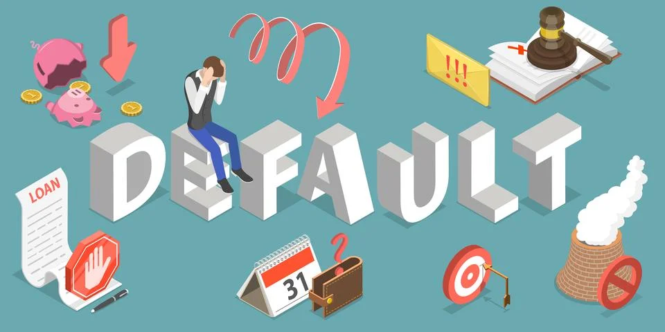 3D Isometric Flat Vector Conceptual Illustration of Default, Financial Problems. イラスト素材