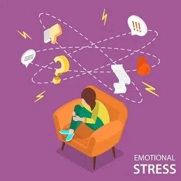 3D Isometric Flat Vector Conceptual Illustration of Emotional Stress. Stock Illustration