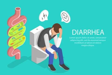 3D Isometric Flat Vector Conceptual Illustration of Diarrhea. Stock Illustration