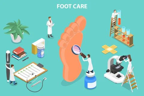 3D Isometric Flat Vector Conceptual Illustration of Foot Care, Podiatrist. Stock Illustration