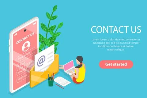 3D Isometric Flat Vector Conceptual Illustration of Contact Us. Stock Illustration
