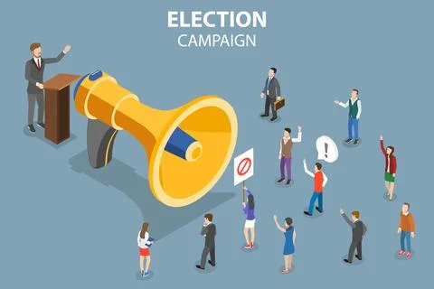 3D Isometric Flat Vector Conceptual Illustration of Election Campaign. Stock Illustration