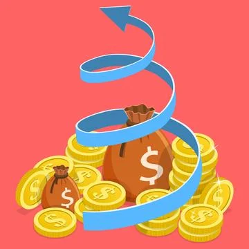 3D Isometric Flat Vector Conceptual Illustration of Income Growth. Stock Illustration