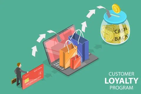 3D Isometric Flat Vector Conceptual Illustration of Online Cashback. Stock Illustration