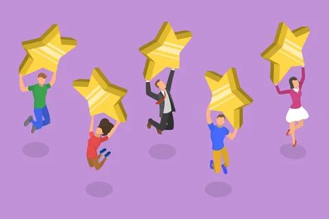 3D Isometric Flat Vector Conceptual Illustration of Customer Satisfaction. Stock Illustration