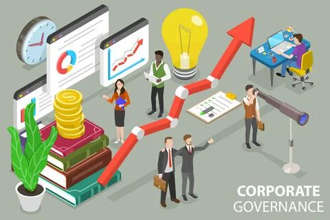 3D Isometric Flat Vector Conceptual Illustration of Corporate Governance. Stock Illustration