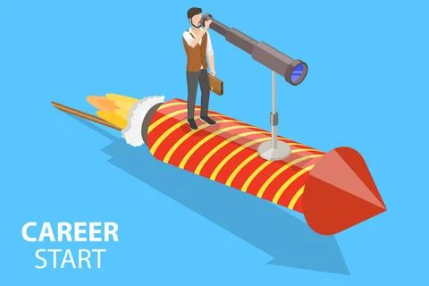 3D Isometric Flat Vector Conceptual Illustration of Career Start Stock Illustration