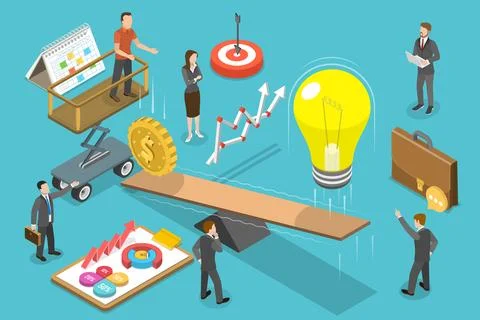 3D Isometric Flat Vector Conceptual Illustration of Financial Investment. Stock Illustration