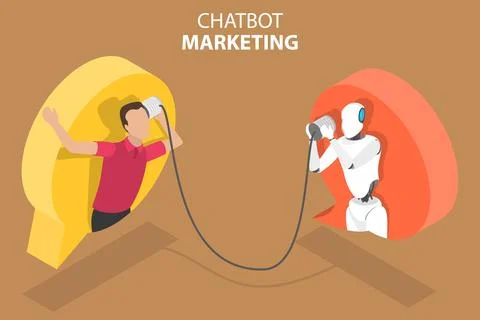 3D Isometric Flat Vector Conceptual Illustration of AI Chatbot. Stock Illustration