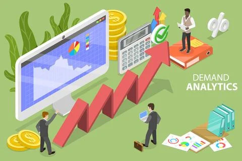 3D Isometric Flat Vector Conceptual Illustration of Demand Analytics. Stock Illustration