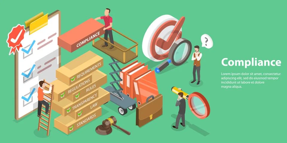 3D Isometric Flat Vector Conceptual Illustration of Policies and Regulations Stock Illustration
