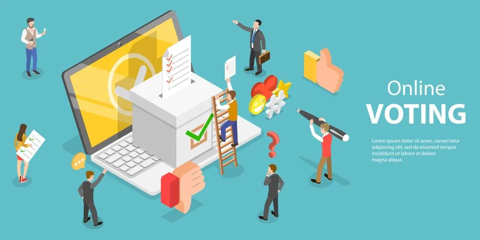 3D Isometric Flat Vector Conceptual Illustration of Online Voting Illustrazione stock