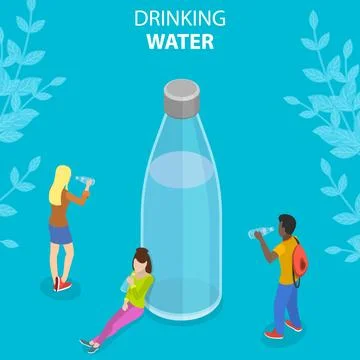 3D Isometric Flat Vector Conceptual Illustration of Drinking Water Stock Illustration