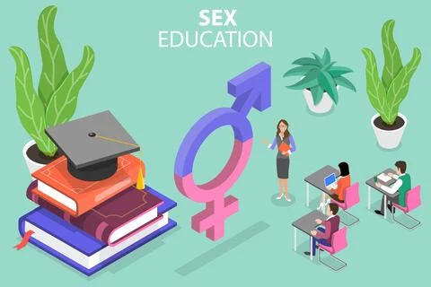 3D Isometric Flat Vector Conceptual Illustration of Sex Education Illustrazione stock