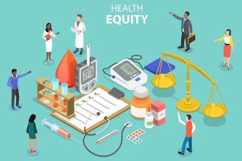 3D Isometric Flat Vector Conceptual Illustration of Health Equity Stock Illustration