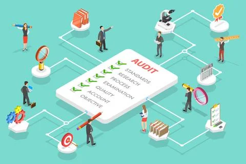 3D Isometric Flat Vector Conceptual Illustration of Financial Audit Stock Illustration