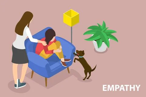 3D Isometric Flat Vector Conceptual Illustration of Empathy Stock Illustration
