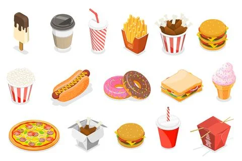 3D Isometric Flat Vector Icon Set Illustratrion. Stock Illustration