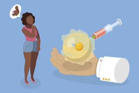 3D Isometric Flat Vector Illustration of In Vitro Fertilization or LVF, Stock Illustration