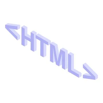 3d isometric html text icon Illustrazione stock