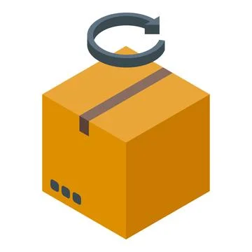 3d isometric icon of a returned package with an arrow symbolizing the return Stock Illustration