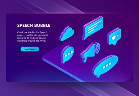 3d isometric icons of speech bubbles Illustrazione stock