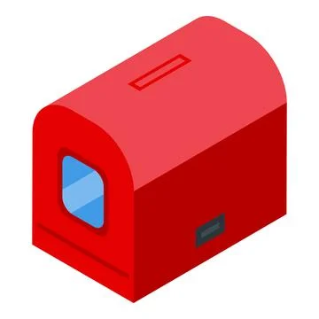 3d isometric illustration of a classic red mailbox with a mail slot and window Stock Illustration