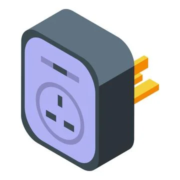 3d isometric illustration of a compact power adapter with electrical prongs Stock Illustration