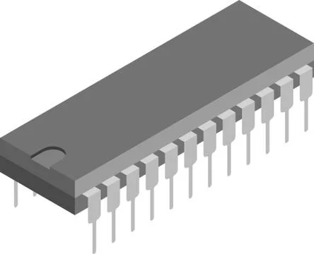 3D isometric illustration of a microchip, chip, CPU, processor in DIP package Stock Illustration
