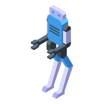 3d isometric illustration of a modern, stylized robot standing in a neutral pose Illustrazione stock