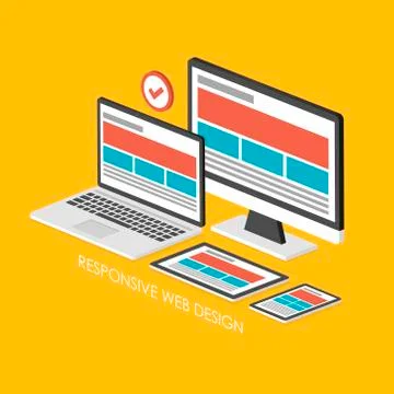 3d isometric infographic for responsive web design Illustrazione stock