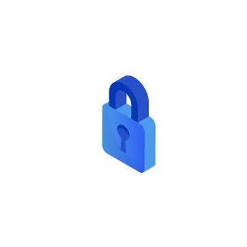 3D isometric internet security lock sign icon. Vector illustration. Stock Illustration