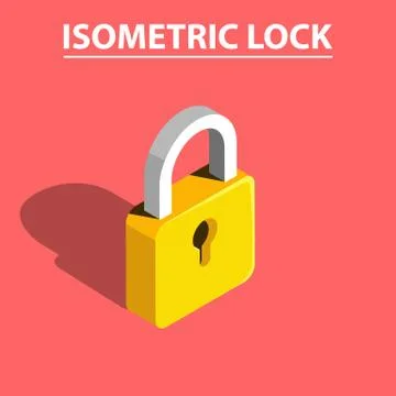 3D isometric Lock vector Stock Illustration