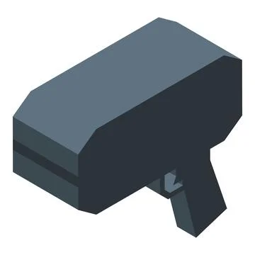 3d isometric low poly icon of a futuristic gun pistol Stock Illustration