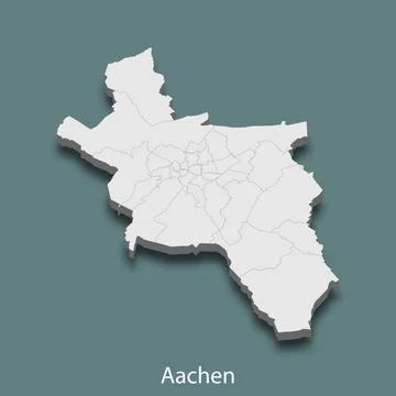 3d isometric map of Aachen is a city of Germany Stock Illustration