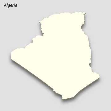 3d isometric map of Algeria isolated with shadow Illustrazione stock