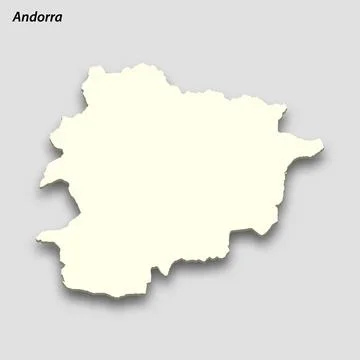 3d isometric map of Andorra isolated with shadow Stock Illustration