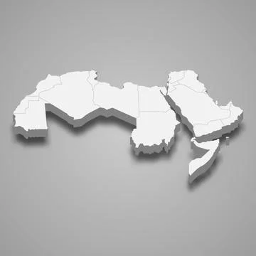 3d isometric map of Arab world region, isolated with shadow Stock Illustration