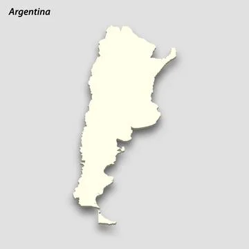 3d isometric map of Argentina isolated with shadow Stock Illustration