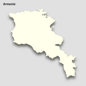 3d isometric map of Armenia isolated with shadow Stock Illustration
