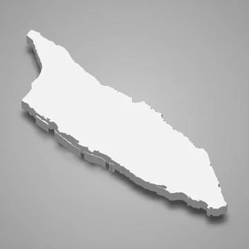 3d isometric map of Aruba, isolated with shadow Illustrazione stock