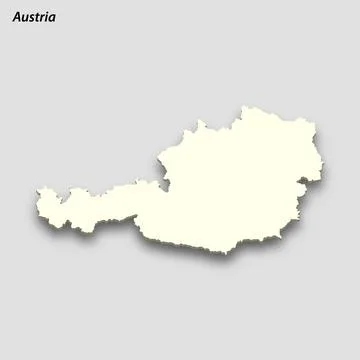 3d isometric map of Austria isolated with shadow Illustrazione stock