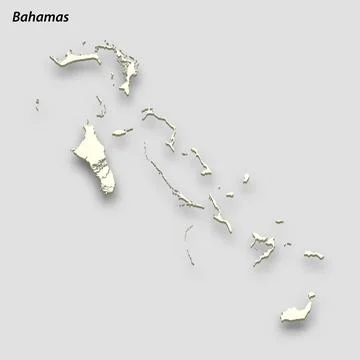 3d isometric map of Bahamas isolated with shadow Stock Illustration